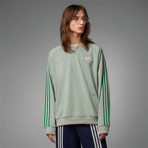 adidas sweatshirt weiß grün|adidas Originals – adicolor 70s – Sweatshirt in Grün .